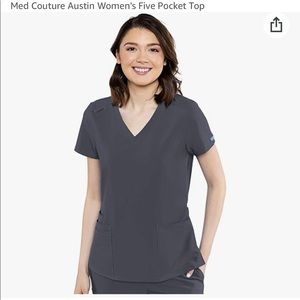 Med Couture Austin Five Pocket xs scrub Top in pewter